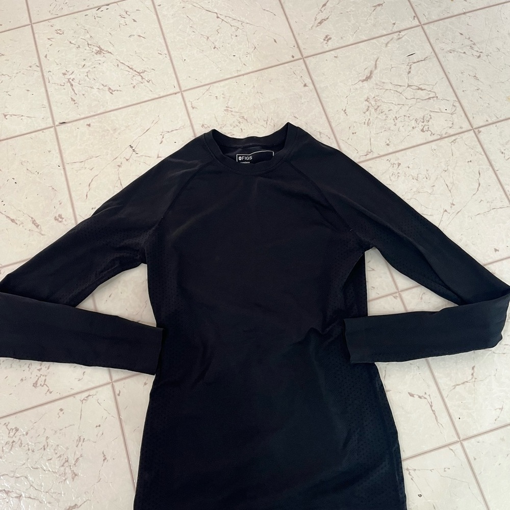 Figs Black Long Sleeve Under Scrub